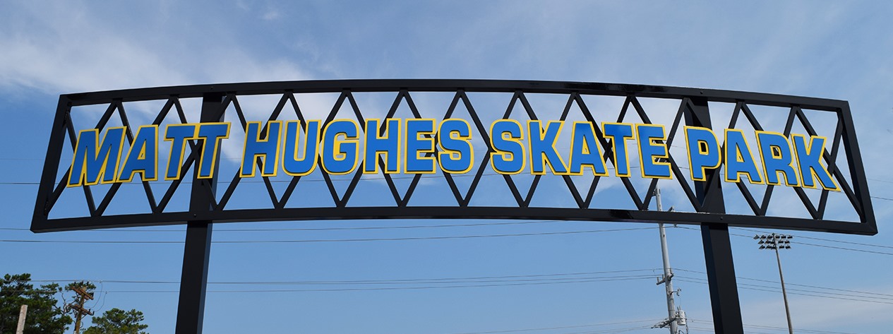 Matt Hughes Skate Park Sign 